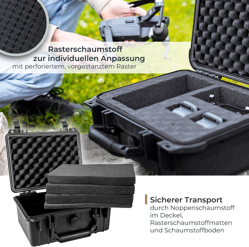 HMF ODK100 Outdoor-Fotokoffer, Transportkoffer mit Rasterschaumstoff | 23 x 19 x 11 cm, 23 x 19 x 11