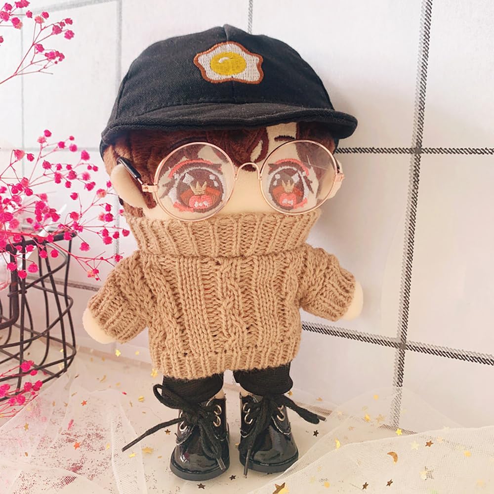 niannyyhouse 20cm Plüsch Puppe Kleidung Quadrat Gesicht Hut Pullover Jeans 8in Stuffed Doll Dressup