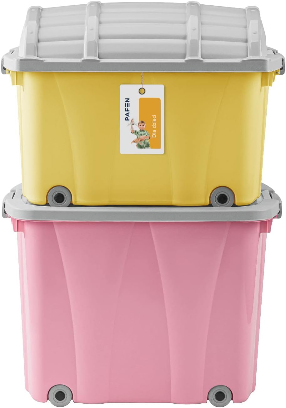 PAFEN Piraten Spielzeugkisten SET – 2x Schatzkiste 49l + 62l mit Rollen - Spielzeugbehälter Aufbewah