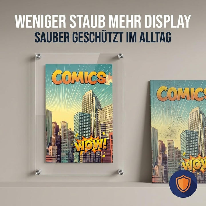 SAFE Acryl-Rahmen für Comics UV-stabilisierter Wandrahmen aus Acrylglas für Comics bis 4 mm Dicke In