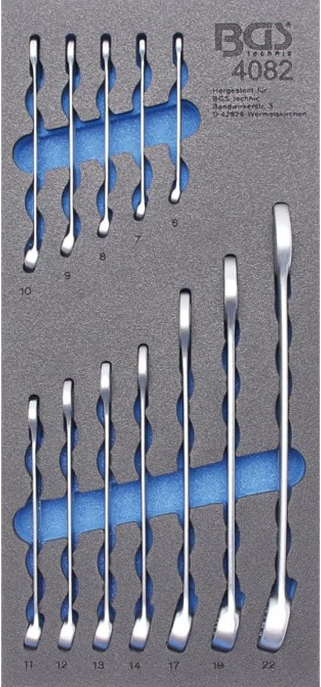 BGS 4082 | Werkstattwageneinlage 1/3: Maul-Ringschlüssel-Satz | 12-tlg. | SW 6 - 22 mm | Gabelringsc