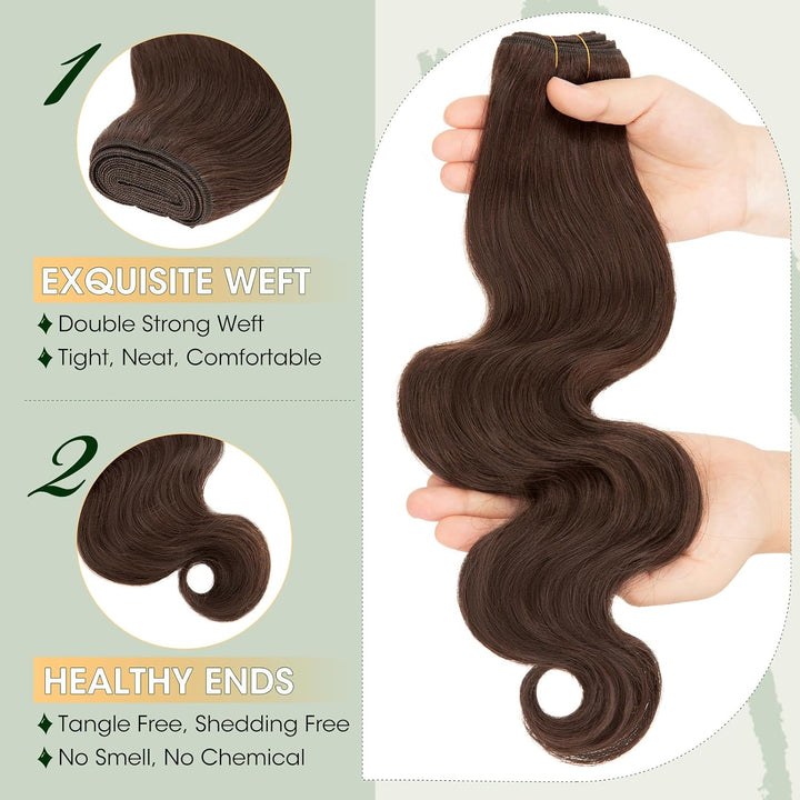 Elailite Haartressen Echthaar Sew in Bündel Hair Extensions Tressen Haarverlängerungen Brasilianisch