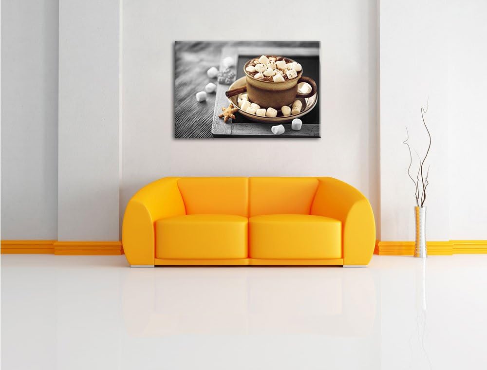 Pixxprint Kakaogetränk mit Marshmallows als Leinwandbild | Grösse: 100x70 | Wandbild| Kunstdruck | f