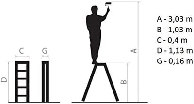 DRABEST Klappleiter Klapptritt Alu Leiter 2 x 5 Stufen Trittleiter Beidseitig Mehrzweckleiter bis 12