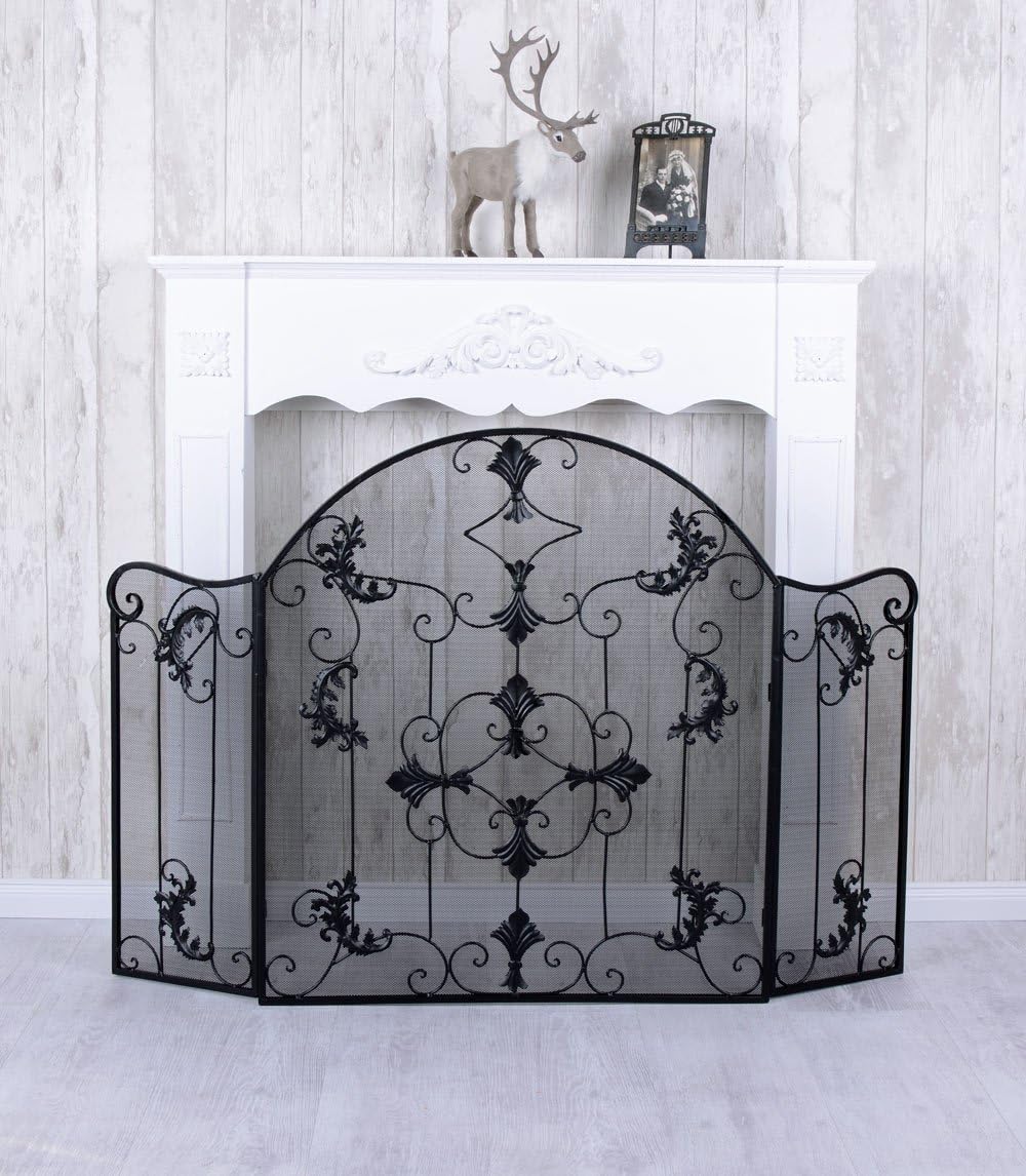 Funkenschutzgitter Schmiedeeisen Kaminschirm Schwarz Funkengitter Antikstil aja076 Palazzo