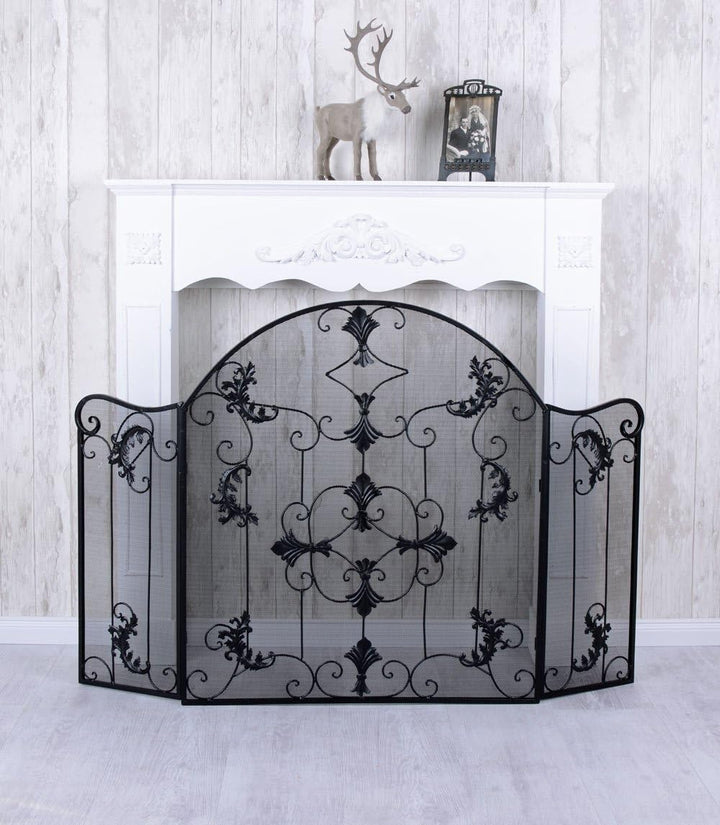 Funkenschutzgitter Schmiedeeisen Kaminschirm Schwarz Funkengitter Antikstil aja076 Palazzo