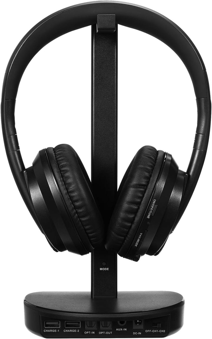 Funkkopfhörer für Fernseher, Over-Ear kabellose kopfhörer mit RF Sender, Kopfhörer-Ständer mit RGB-B