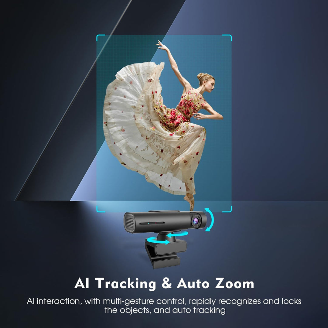 TOALLIN 2K Streaming Webcam für PC, KI-Tracking PTZ-Streaming-Kamera, Gestensteuerung, zwei Mikrofon
