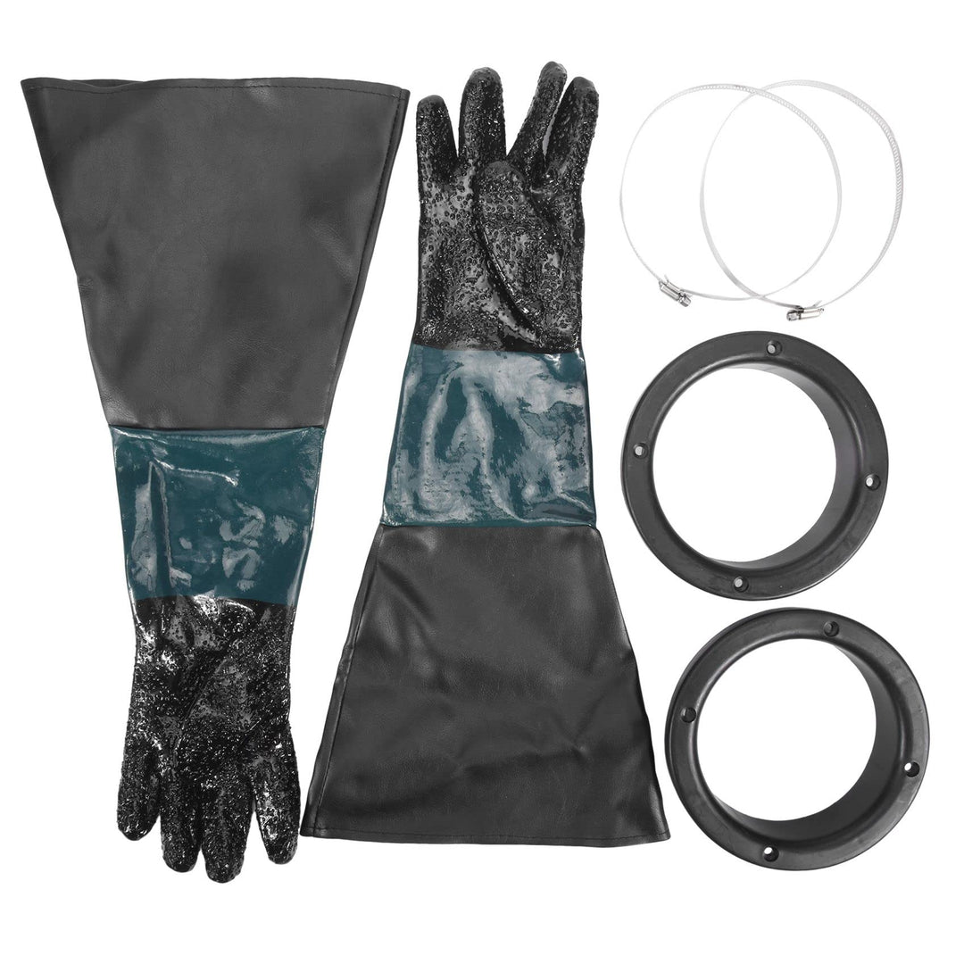 Sandstrahl Handschuhe mit O Ringen, 60cm Sandstrahlkabinett Handschuhe, Sandstrahlhandschuhe für Mod