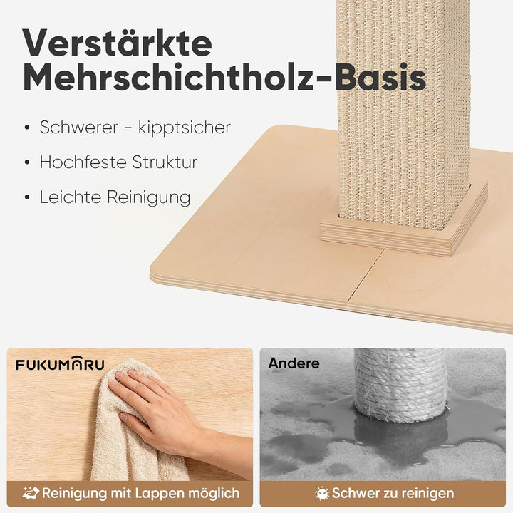 FUKUMARU Kratzbaum, 73 cm hocher Katzenbaum mit 46 x 36 cm Plattform, Retro-Stil hoher Kratzbaum mit