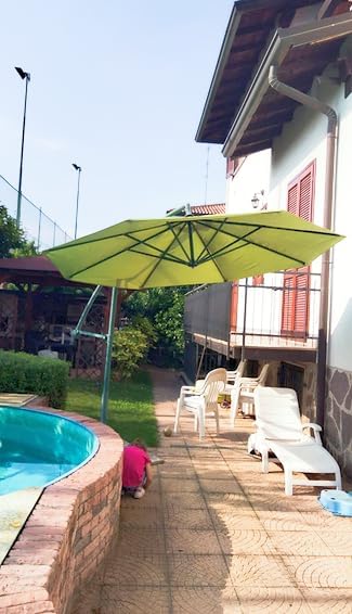 Plcnn 3 m Terrassenschirm Ersatzdach Dicke und stark Marktschirm Ersatzabdeckung mit 8 Rippen Outdoo