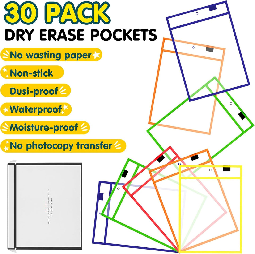 LVNRIDS 20 Stück Wiederverwendbar Trocken Abwischbar Taschen, 10 x 14 in Dry Erase Taschen Pockets,