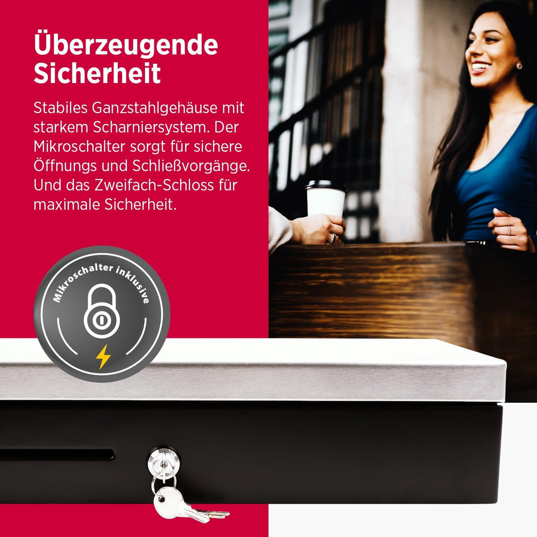 Olympia HS 170S Kassenschublade | Geldkassette abschliessbar mit Schlitz | RJ12-kompatibel | 8 Münz-