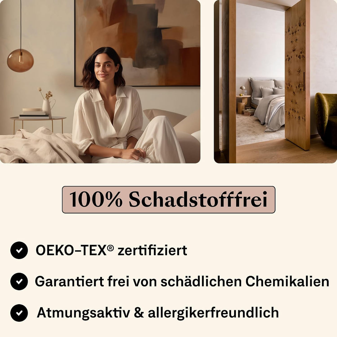 Kopfkissenbezug 50x70 Baumwolle (2er Set) | Ägyptische Baumwolle Kissenbezug Beige/Taupe | Weich Wie