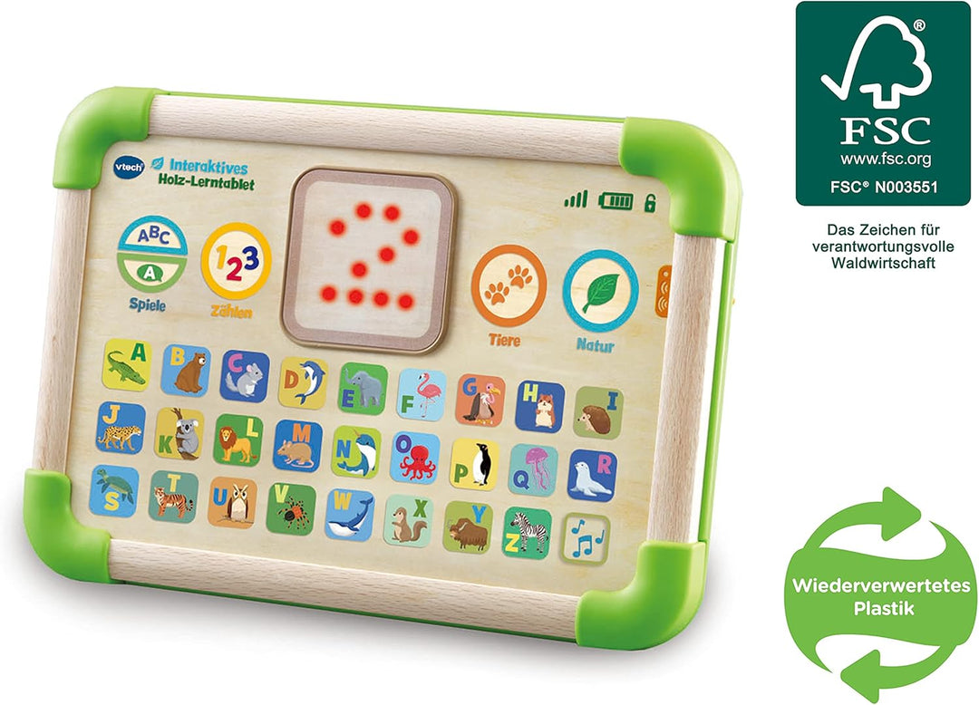 VTech Baby Interaktives Lerntablet – Umweltfreundliches Kindertablet aus FSC®-zertifiziertem Holz –