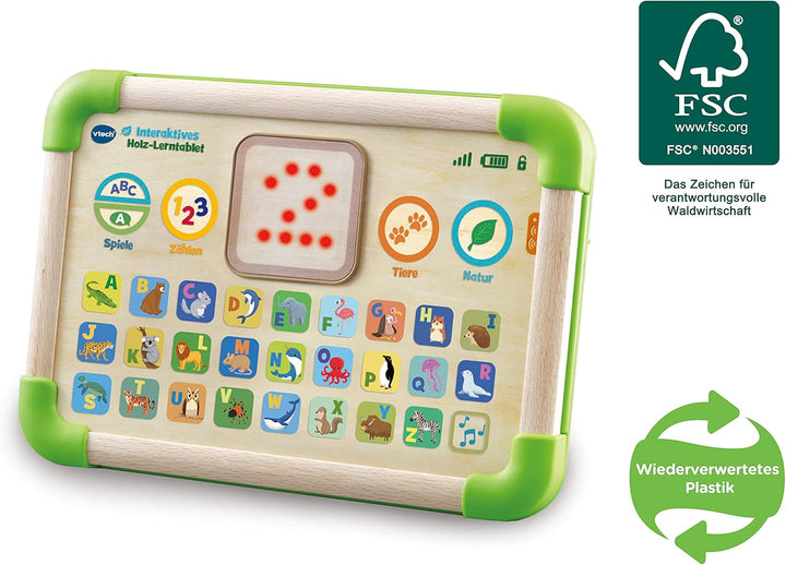 VTech Baby Interaktives Lerntablet – Umweltfreundliches Kindertablet aus FSC®-zertifiziertem Holz –