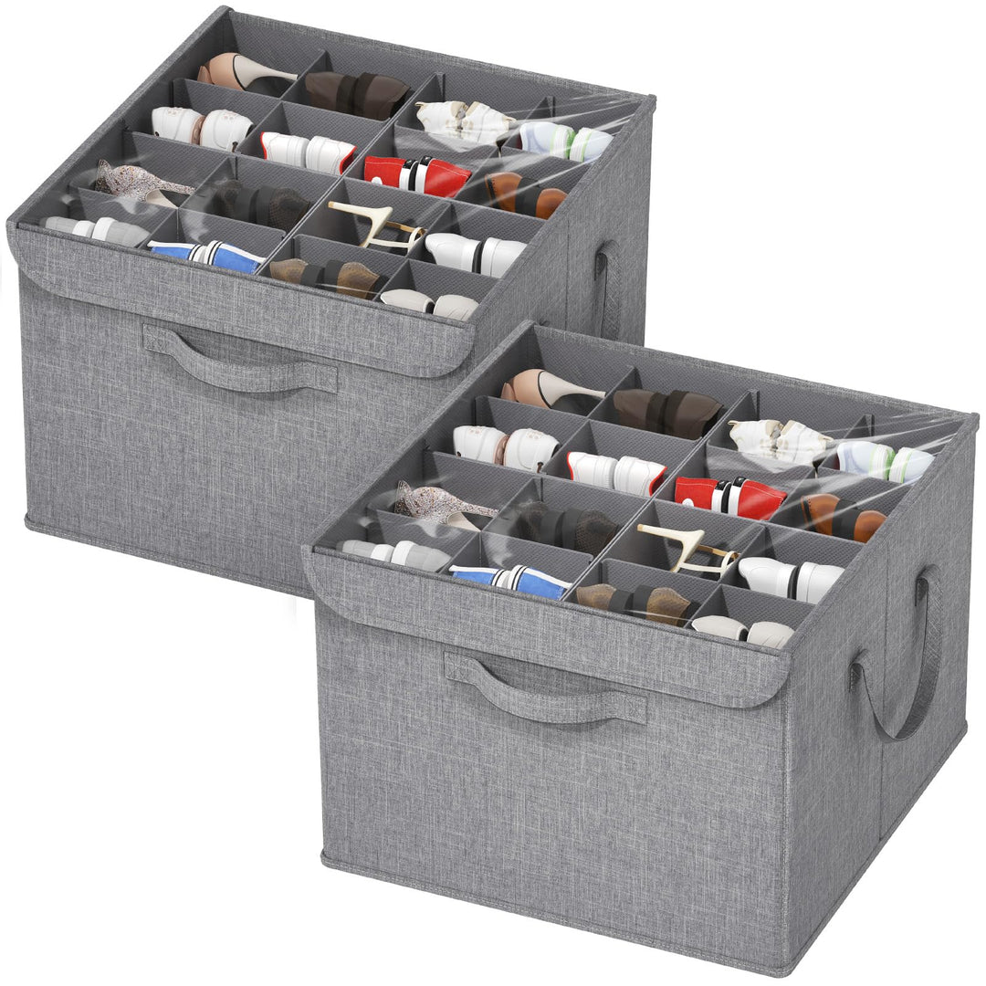 Lifewit Schuh Organizer 2er Set für 16-32 Paar, Grosser Schuhkarton für den Kleiderschrank mit Unter