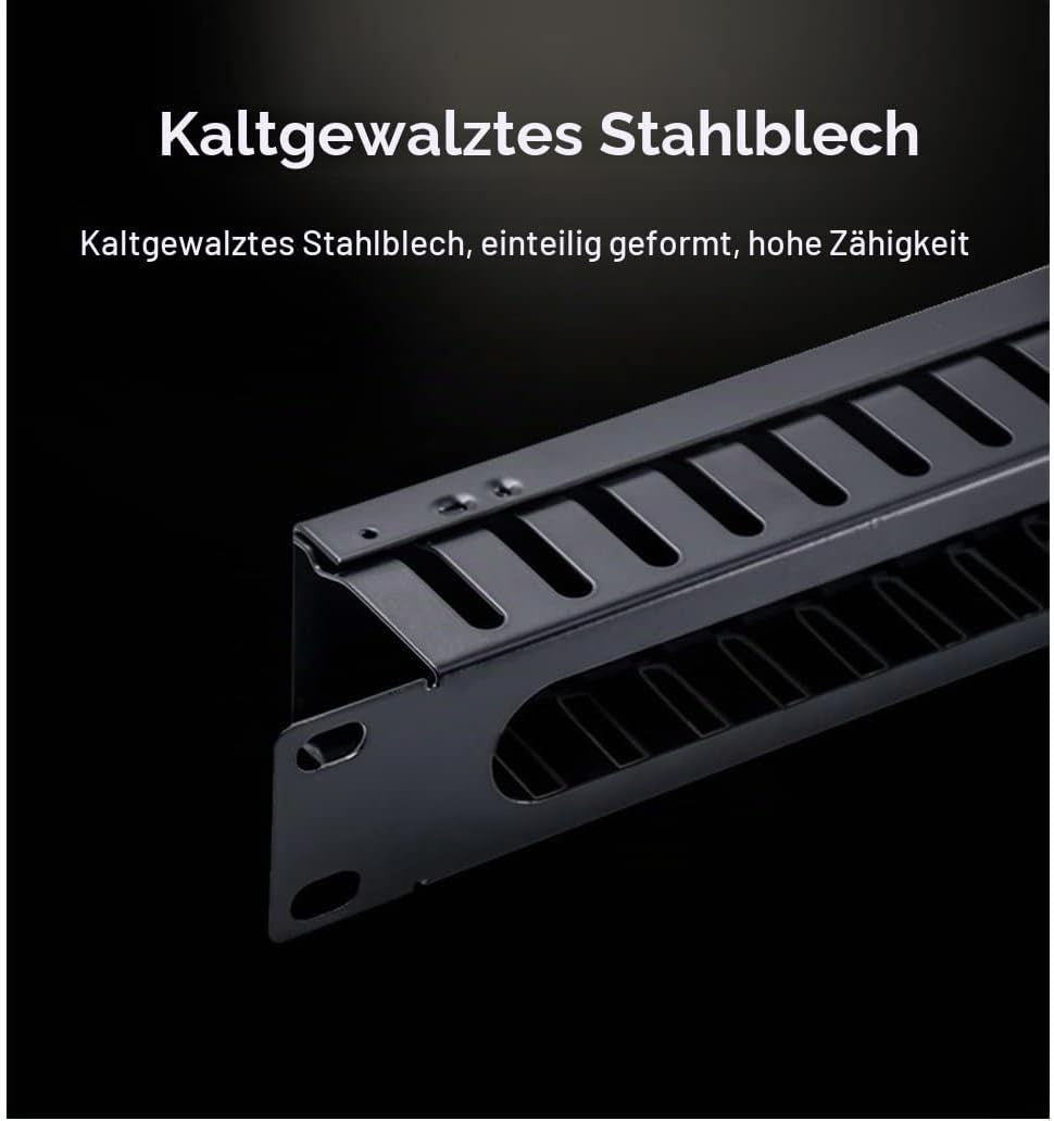 1U Kabelmanagement Rack mit Befestigungsschrauben, 12 Schlitz/24 Anschlüsse Metall Fingerkanal Draht