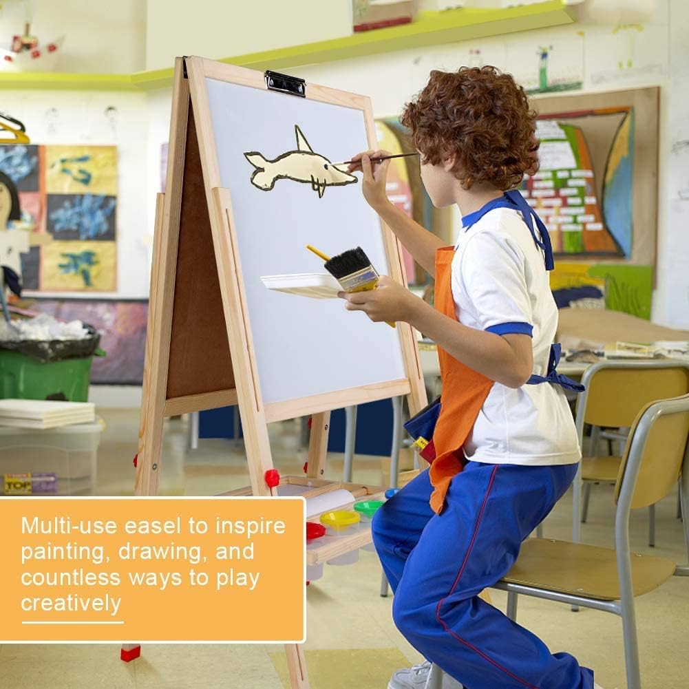 Wakects Multiaktivität Holztafel, 3 in 1 Magnetische Kindertafel mit Ständer, für Kinder mit Zubehör