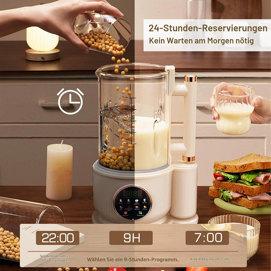 Nussmilchmaschine, Wandbrechender Maschine 1500 ml Automatische Sojamilch Maschine Smoothie und Saft