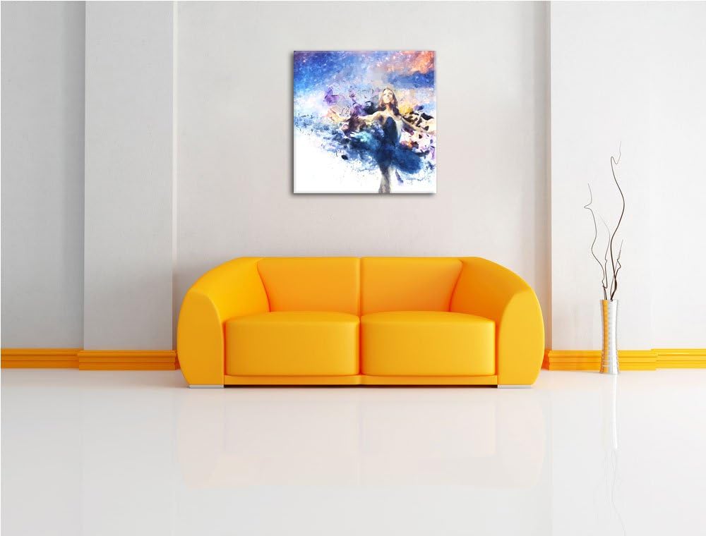 Pixxprint tanzende Ballerina als Leinwandbild/Grösse: 70x70 cm/Wandbild/Kunstdruck/fertig bespannt,