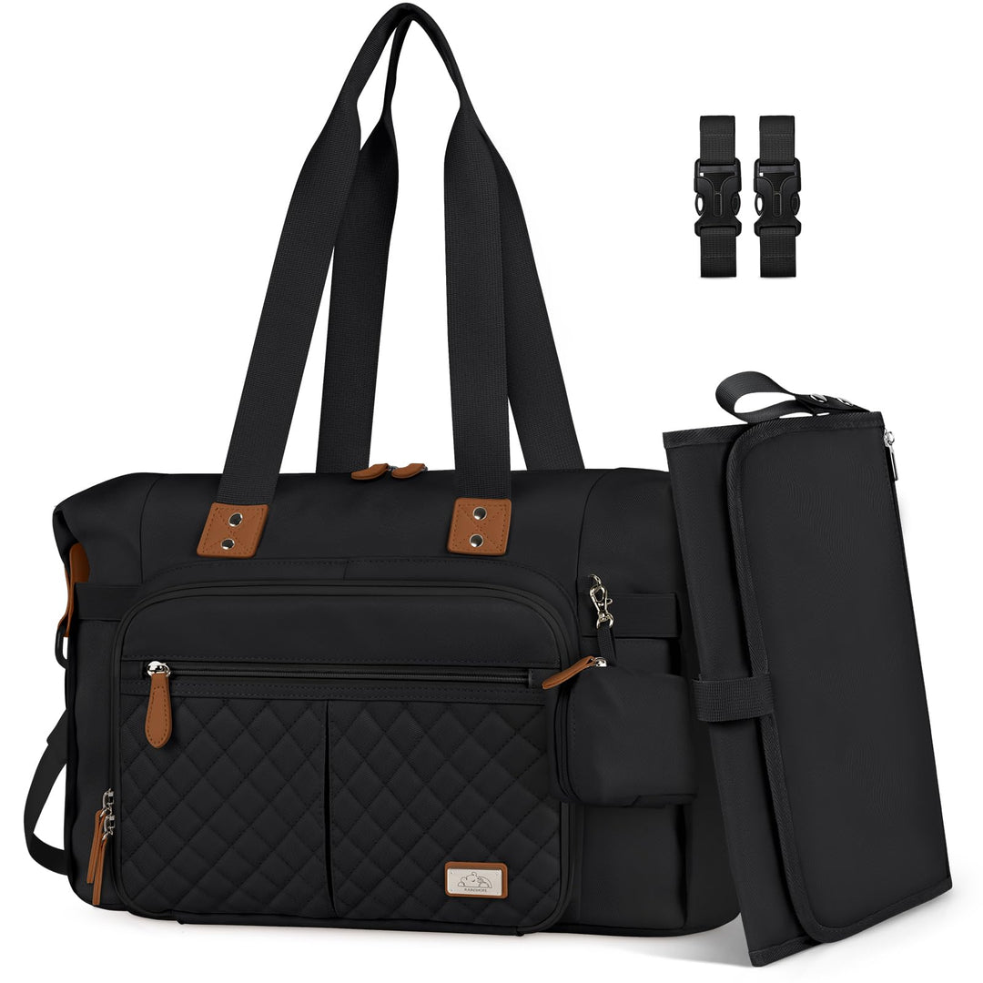 RAINSMORE Baby Wickeltasche Gross mit Schnullertasche und Wickelunterlage Multifunktions Babytasche