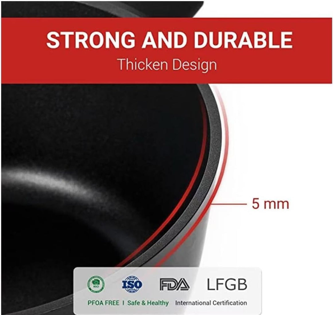 SMHLINE® Kochtopf Pfanne Topfset Aluguss Induktion Ø30cm Suppentopf Glasdeckel Brattopf ILAG Antihaf