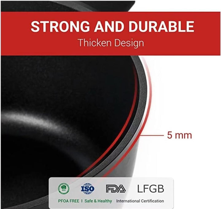 SMHLINE® Kochtopf Pfanne Topfset Aluguss Induktion Ø30cm Suppentopf Glasdeckel Brattopf ILAG Antihaf