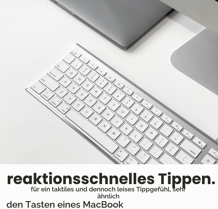 Macally Ultradünne USB-Tastatur mit Kabel, kompatibel mit Apple-Tastatur oder Windows – Tastatur in