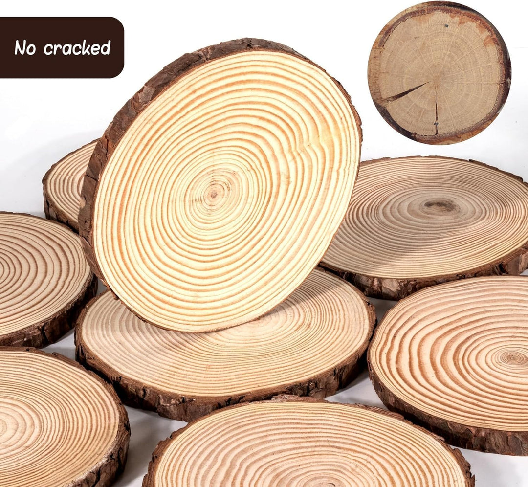 Rustikale Holzscheiben 16–17 cm mit Rinde, 24 Stück Naturholz Baumscheiben 15 mm Dick für Tischdeko,