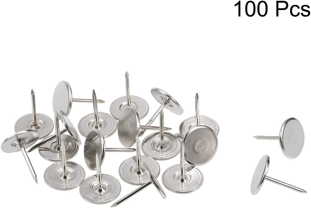 sourcing map 100Stk.Polsternagel 16mmx20mm Flachkopf Möbelnägel Silber, 16mmx20mm