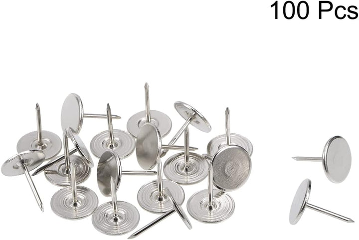 sourcing map 100Stk.Polsternagel 16mmx20mm Flachkopf Möbelnägel Silber, 16mmx20mm