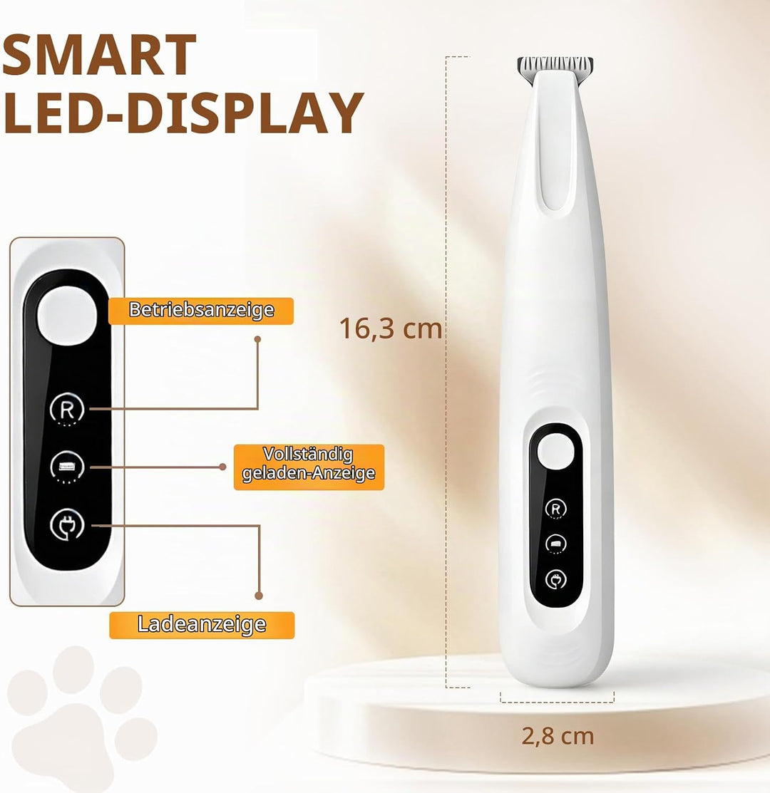 Pfotentrimmer für Hunde &amp; Katzen mit LED Licht, Superleise/Wiederaufladbarer/18 mm breite Klinge Pfo