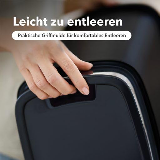 Rotho Twist Mülleimer 50l mit Deckel, Kunststoff (PP recycelt) , schwarz/gelb, 50l (40.1 x 29.8 x 60
