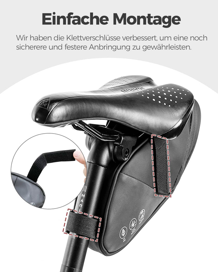 Fahrrad Satteltasche 1L, Wasserabweisende Fahrradtasche mit 3 Netztaschen, Unter dem Sitz Tasche für