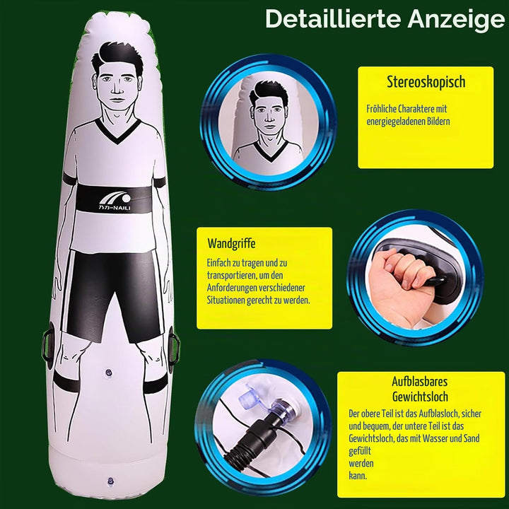 1,75 m Aufblasbare Spielpuppe für Fussballtraining, aufblasbarer Fussball, Boxsack für Fussballtrain