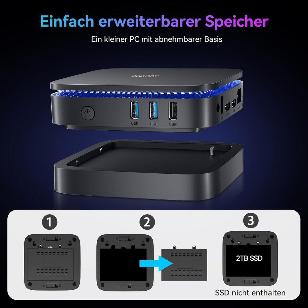 Blackview MP60 N150 MINI PC 2025 New Intel Twin Lake N150 (Beats N97/N95, bis zu 3.60 GHz), 16GB RAM