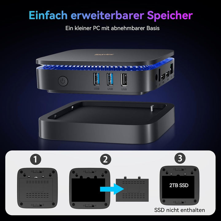 Blackview MP60 N150 MINI PC 2025 New Intel Twin Lake N150 (Beats N97/N95, bis zu 3.60 GHz), 16GB RAM