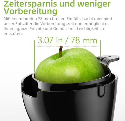 Biolomix Entsafter Slow Juicer 7.8 CM breiter Schacht 200 W Entsafter Gemüse und Obst Kaltpress Ents