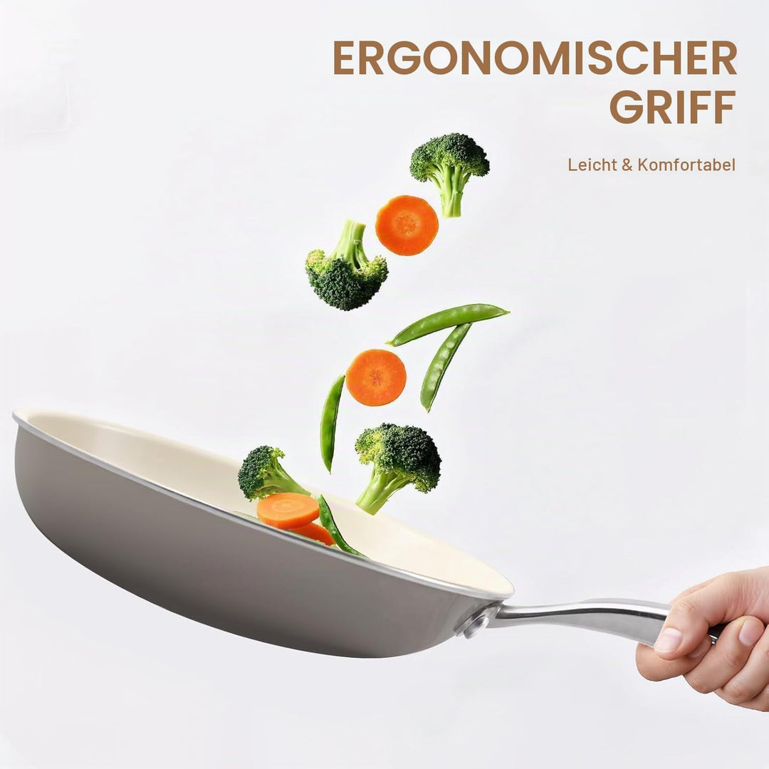 24cm Keramik Bratpfanne Antihaft - PFAS-, PFOA- &amp; PTFE-frei, Induktionseignet, Ofenfest &amp; Spülmaschi