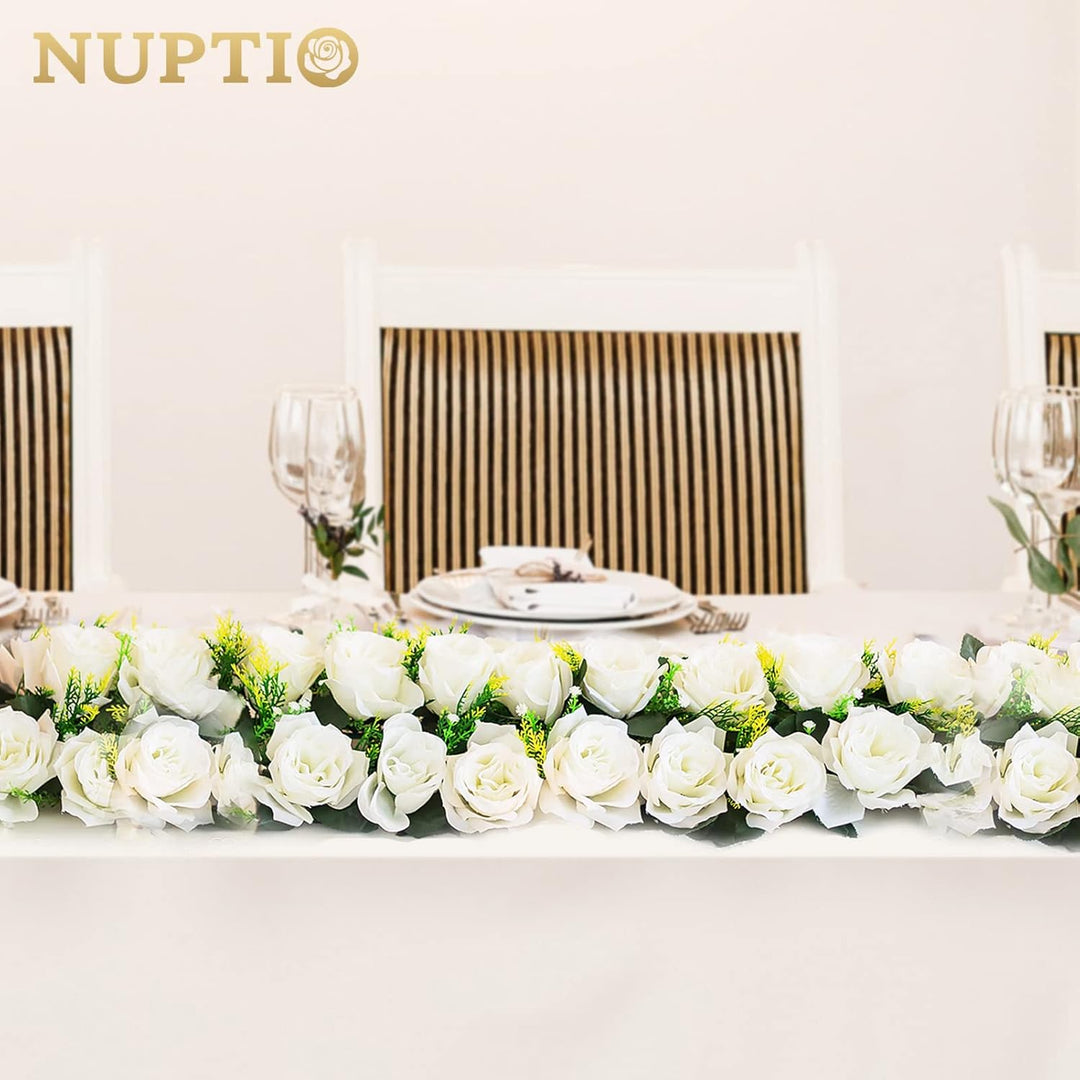 NUPTIO Kunstblumen Mittelstücke für Tische 6 Stück Weisse Blumen 50cm Lang Gefälschte Seidenblumen R