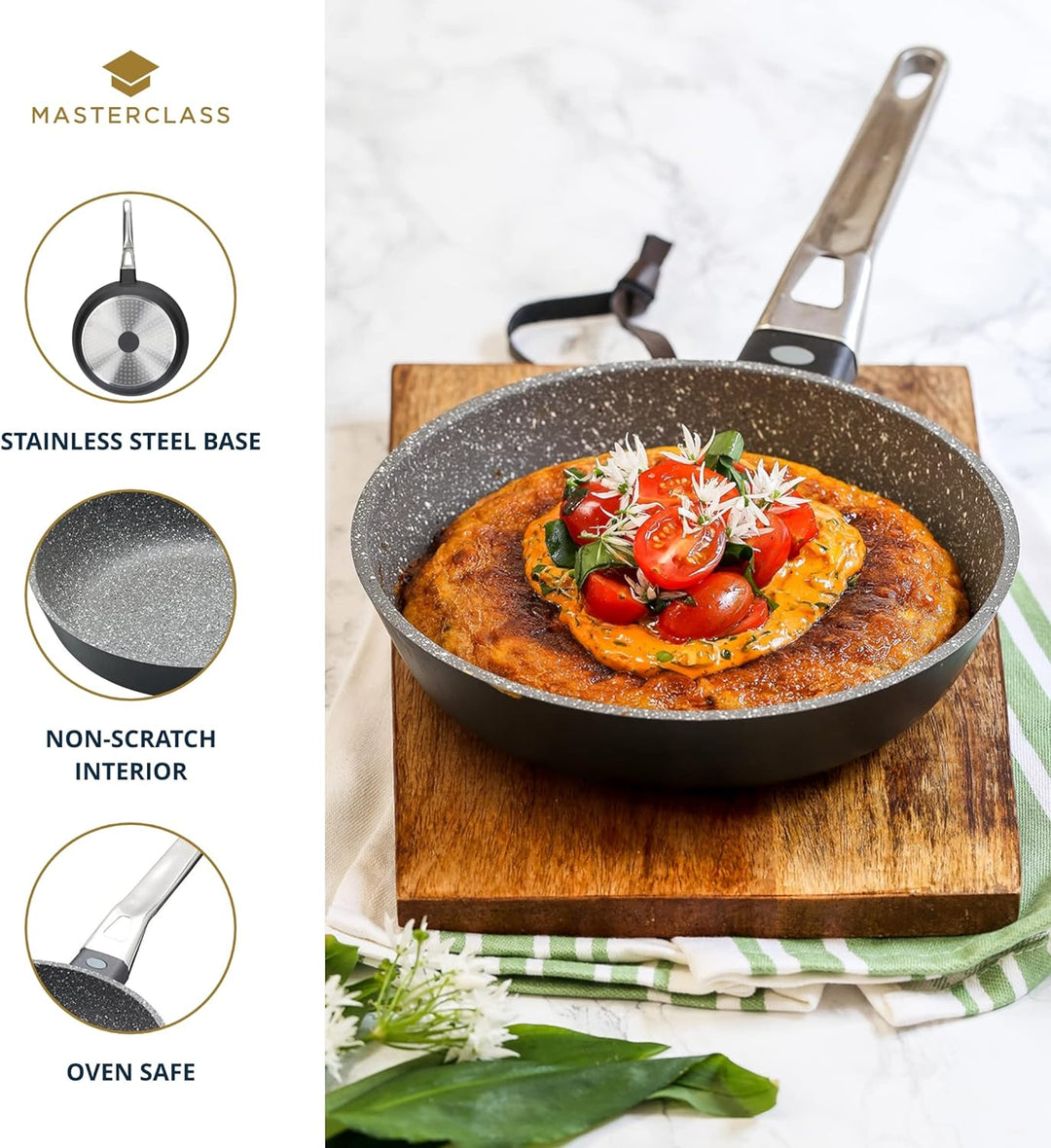 KitchenCraft MasterClass Bratfpfanne, Aluminium, Induktionsgeeignet, Antihaftbeschichtet, Grau, 20 c