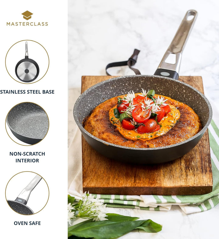 KitchenCraft MasterClass Bratfpfanne, Aluminium, Induktionsgeeignet, Antihaftbeschichtet, Grau, 20 c