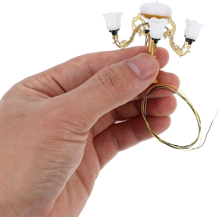 Vaguelly Miniatur-Kronleuchter Puppenhaus Deckenlampe Led Kleine Hängeleuchte Für Sandtisch Modell 2