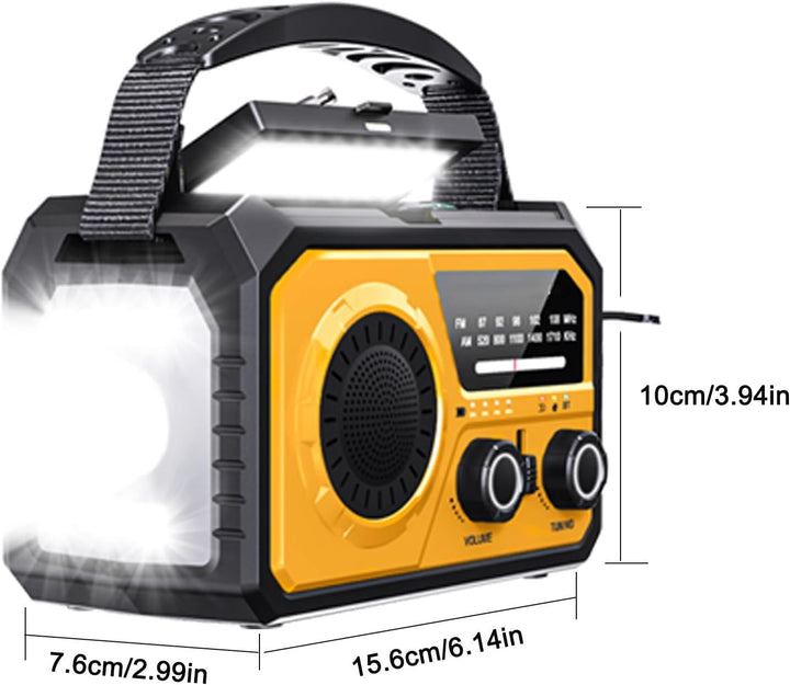 16000mAh/59200mWh Kurbelradio,Tragbares Notfallradio mit Kurbel,AM/FM Solar Radio mit Handyladefunkt