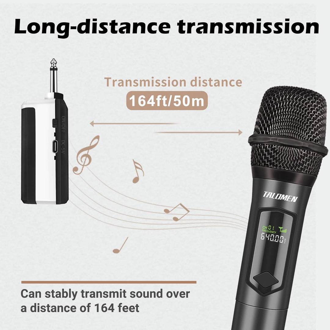 talomen Mikrofon kabellos,Drahtloses Funkmikrofon Wireless Microphone,Dual Mikrofon Kabellos Set,Han