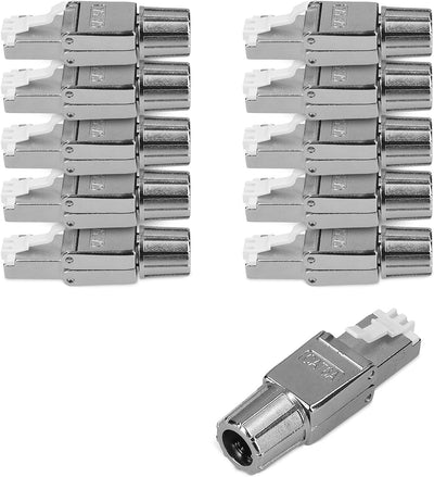 kwmobile 10x CAT 6A RJ45 Netzwerkstecker - mit Zugentlastung - geschirmt - werkzeuglos - CAT 6 LAN N