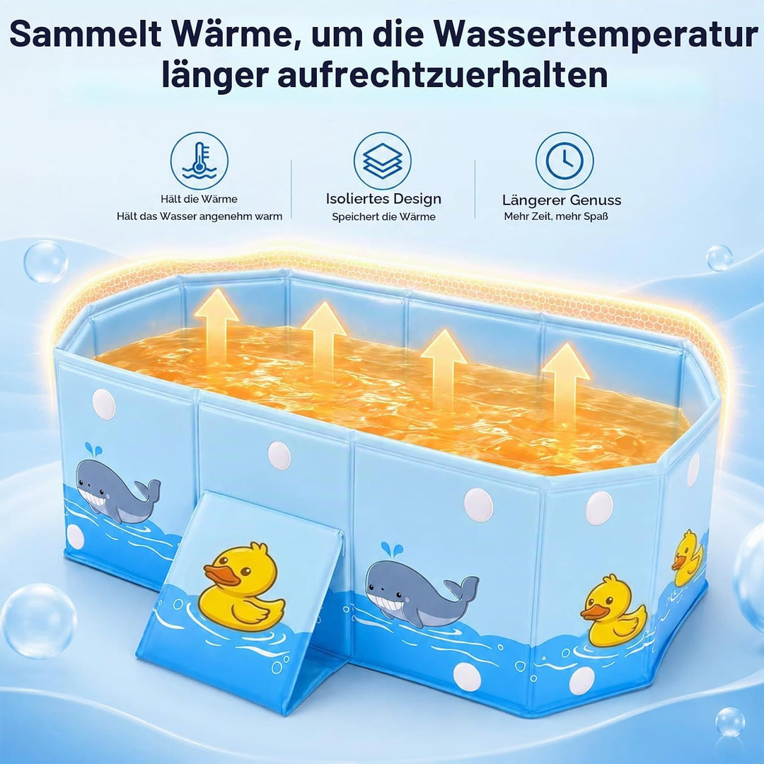 Faltbare Badewanne für Kinder, Tragbare Reise Baby Säugling mit Dreieckige Stütze und Ablassschraube