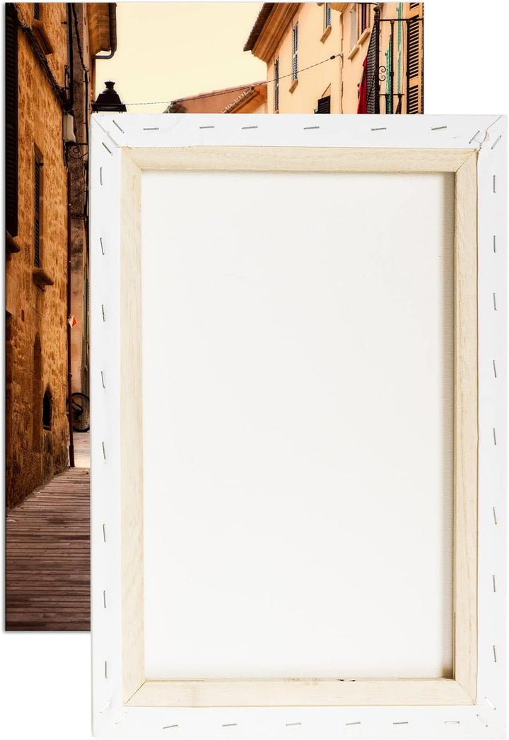 Fussweg in der Altstadt Format: 100x70 cm als Leinwandbild, Motiv fertig gerahmt auf Echtholzrahmen,