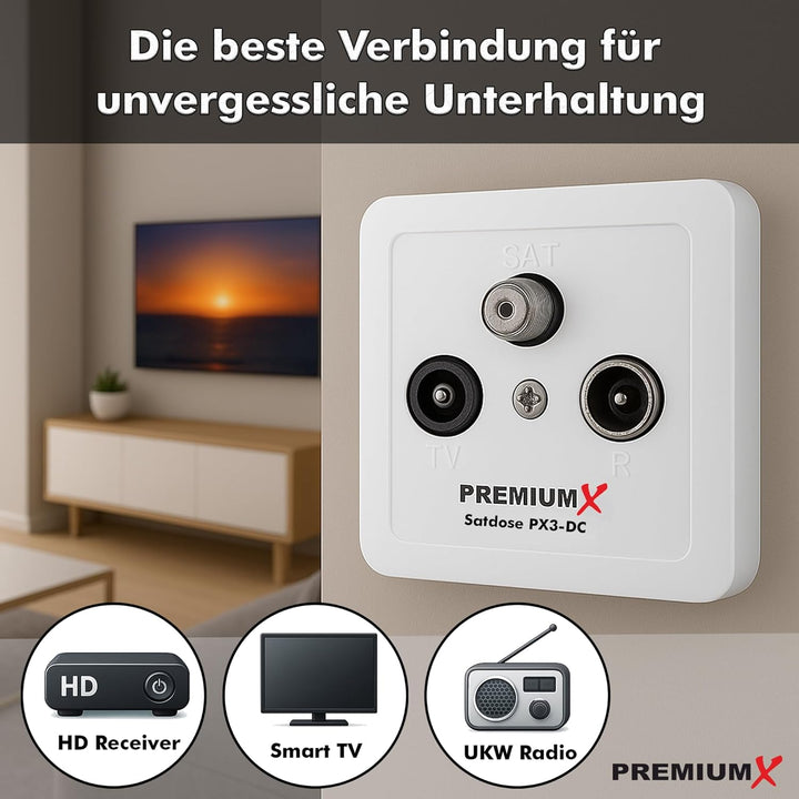 Premium X 10x PX3-DC 3-Fach Sat Durchgangsdose DC-Durchgang Antennendose Dose SAT TV Radio DVB-T Uni